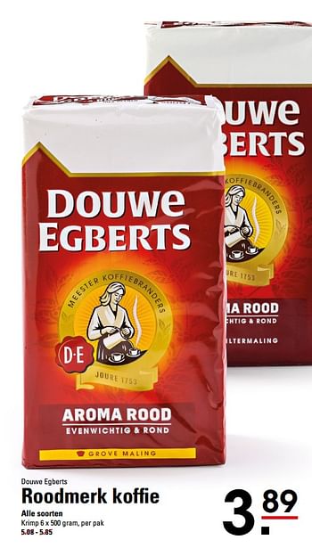 Aanbiedingen Douwe egberts roodmerk koffie - Douwe Egberts - Geldig van 26/10/2017 tot 13/11/2017 bij Sligro