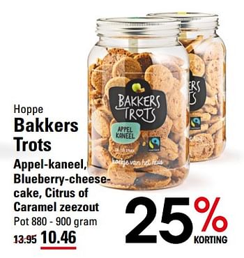 Aanbiedingen Hoppe bakkers trots appel-kaneel, blueberry-cheesecake, citrus of caramel zeezout - Hoppe - Geldig van 26/10/2017 tot 13/11/2017 bij Sligro