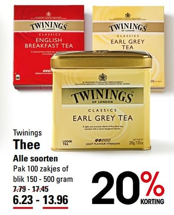 Aanbiedingen Twinings thee - Twinings - Geldig van 26/10/2017 tot 13/11/2017 bij Sligro