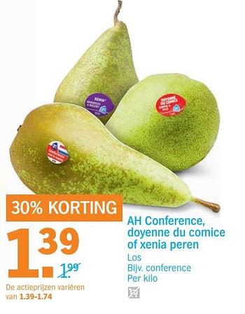 Aanbiedingen Ah conference, doyenne du comice of xenia peren - Huismerk - Albert Heijn - Geldig van 30/10/2017 tot 05/11/2017 bij Albert Heijn