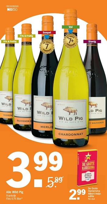 Aanbiedingen Alle wild pig frankrijk - Witte wijnen - Geldig van 30/10/2017 tot 05/11/2017 bij Albert Heijn