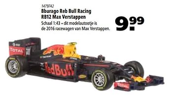 Aanbiedingen Bburago reb bull racing rb12 max verstappen - BBURAGO - Geldig van 26/10/2017 tot 06/12/2017 bij Marskramer