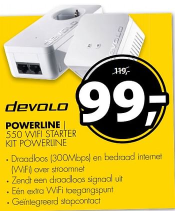 Aanbiedingen Devolo powerline 550 wifi starter kit - Devolo - Geldig van 30/10/2017 tot 05/11/2017 bij Expert