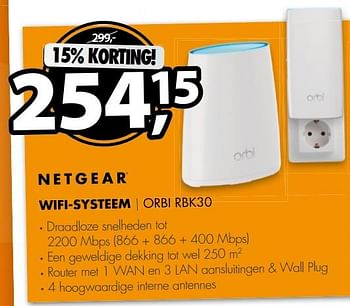 Aanbiedingen Netgear wifi-systeem - orbi rbk30 - Netgear - Geldig van 30/10/2017 tot 05/11/2017 bij Expert