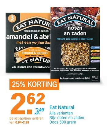 Aanbiedingen Noten en zaden - Eat Natural - Geldig van 30/10/2017 tot 05/11/2017 bij Albert Heijn
