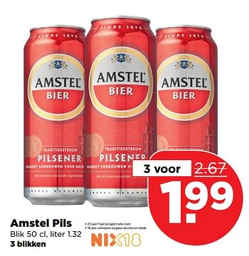 Aanbiedingen Amstel pils - Amstel - Geldig van 29/10/2017 tot 04/11/2017 bij Plus