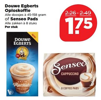 Aanbiedingen Douwe egberts oploskoffie of senseo pads - Douwe Egberts - Geldig van 29/10/2017 tot 04/11/2017 bij Plus