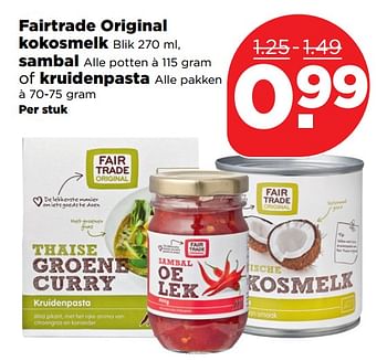 Aanbiedingen Fairtrade original ,kokosmelk ,sambal,of kruidenpasta - Huismerk - Plus - Geldig van 29/10/2017 tot 04/11/2017 bij Plus