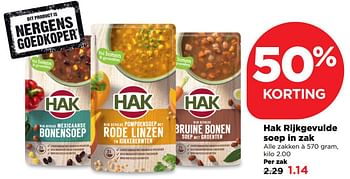 Aanbiedingen Hak rijkgevulde soep in zak - Hak - Geldig van 29/10/2017 tot 04/11/2017 bij Plus