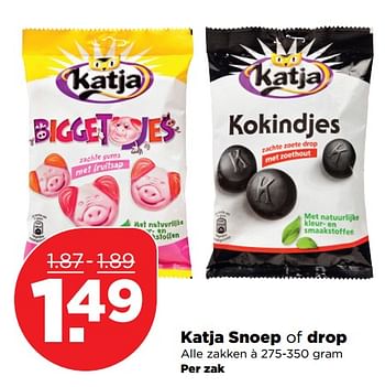 Aanbiedingen Katja snoep of drop - Katja - Geldig van 29/10/2017 tot 04/11/2017 bij Plus