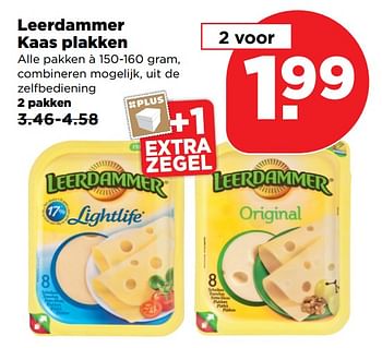 Aanbiedingen Leerdammer kaas plakken - Leerdammer - Geldig van 29/10/2017 tot 04/11/2017 bij Plus