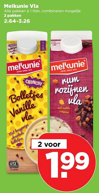 Aanbiedingen Melkunie vla - Melkunie - Geldig van 29/10/2017 tot 04/11/2017 bij Plus