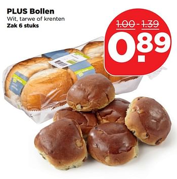 Aanbiedingen Plus bollen wit, tarwe of krenten - Huismerk - Plus - Geldig van 29/10/2017 tot 04/11/2017 bij Plus