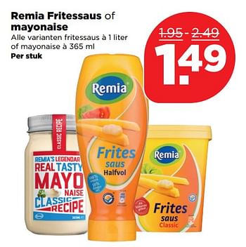 Aanbiedingen Remia fritessaus of mayonaise - Remia - Geldig van 29/10/2017 tot 04/11/2017 bij Plus