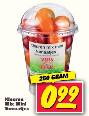 Aanbiedingen Kleuren mix mini tomaatjes - Huismerk - Nettorama - Geldig van 30/10/2017 tot 05/11/2017 bij Nettorama