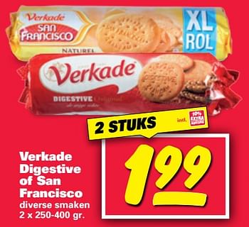 Aanbiedingen Verkade digestive of san francisco - Verkade - Geldig van 30/10/2017 tot 05/11/2017 bij Nettorama