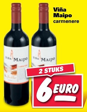 Aanbiedingen Viña maipo carmenere - Rode wijnen - Geldig van 30/10/2017 tot 05/11/2017 bij Nettorama