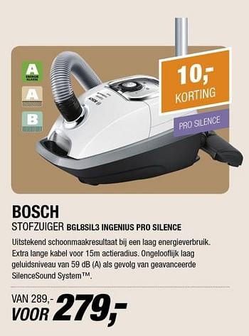 Aanbiedingen Bosch stofzuiger bgl8sll3 ingenius pro silence - Bosch - Geldig van 30/10/2017 tot 05/11/2017 bij Electro World