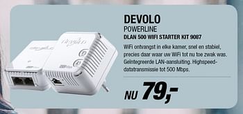 Aanbiedingen Devolo powerline dlan 500 wifi starter kit 9087 - Devolo - Geldig van 30/10/2017 tot 05/11/2017 bij Electro World