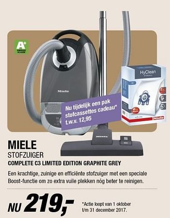 Aanbiedingen Miele stofzuiger complete c3 limited edition graphite grey - Miele - Geldig van 30/10/2017 tot 05/11/2017 bij Electro World