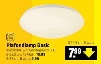 Aanbiedingen Plafondlamp basic kunststof - Home sweet home - Geldig van 30/10/2017 tot 05/11/2017 bij Formido