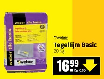 Aanbiedingen Tegellijm basic - Weber - Geldig van 30/10/2017 tot 05/11/2017 bij Formido