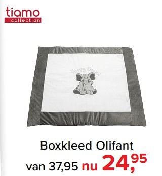 Aanbiedingen Boxkleed olifant - Tiamo - Geldig van 30/10/2017 tot 09/12/2017 bij Baby-Dump