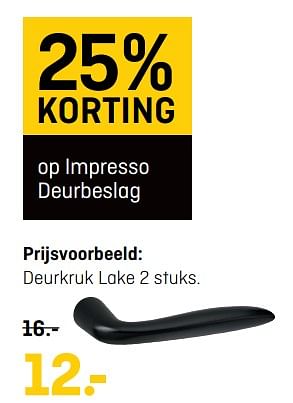 Aanbiedingen Deurkruk lake - Huismerk - Hubo  - Geldig van 30/10/2017 tot 12/11/2017 bij Hubo