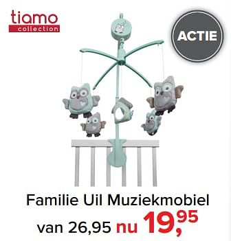 Aanbiedingen Familie uil muziekmobiel - Tiamo - Geldig van 30/10/2017 tot 09/12/2017 bij Baby-Dump