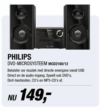 Aanbiedingen Philips dvd-microsysteem mcd2160-12 - Philips - Geldig van 30/10/2017 tot 05/11/2017 bij Electro World