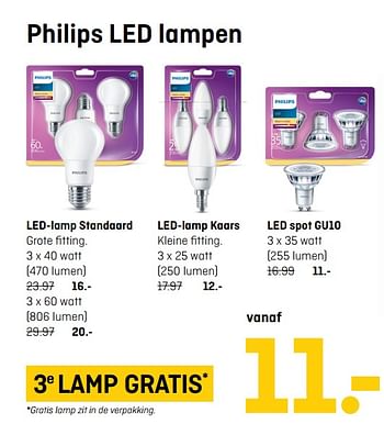 Aanbiedingen Philips led spot gu10 - Philips - Geldig van 30/10/2017 tot 12/11/2017 bij Hubo