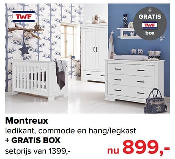 Aanbiedingen Montreux + gratis box - TWF - Geldig van 30/10/2017 tot 09/12/2017 bij Baby-Dump