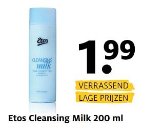Aanbiedingen Etos cleansing milk - Huismerk - Etos - Geldig van 23/10/2017 tot 05/11/2017 bij Etos