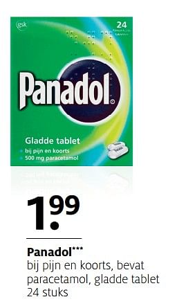 Aanbiedingen Panadol bij pijn en koorts, bevat paracetamol, gladde tablet - Panadol - Geldig van 23/10/2017 tot 05/11/2017 bij Etos