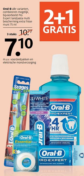 Aanbiedingen Pro expert tandpasta multi bescherming extra frisse munt - Oral-B - Geldig van 23/10/2017 tot 05/11/2017 bij Etos