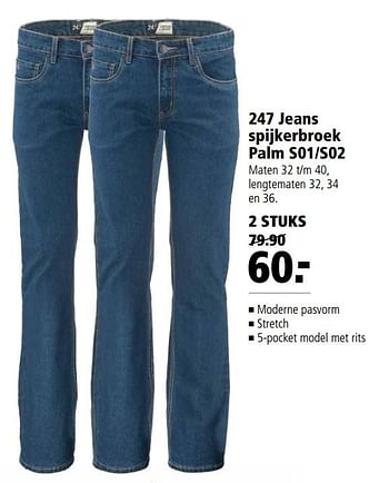 Aanbiedingen 247 jeans spijkerbroek palm s01-s02 - 247 Jeans  - Geldig van 23/10/2017 tot 05/11/2017 bij Welkoop