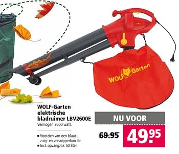 Aanbiedingen Wolf-garten elektrische bladruimer lbv2600e - Wolf Garten - Geldig van 23/10/2017 tot 05/11/2017 bij Welkoop