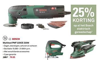 Aanbiedingen Bosch multitool pmf 220ce 220w - Bosch - Geldig van 30/10/2017 tot 05/11/2017 bij Karwei