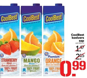 Aanbiedingen Coolbest koelvers sap - Coolbest - Geldig van 30/10/2017 tot 05/11/2017 bij Coop