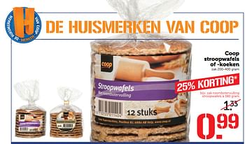 Aanbiedingen Coop stroopwafels of -koeken - Huismerk - Coop - Geldig van 30/10/2017 tot 05/11/2017 bij Coop