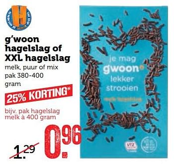 Aanbiedingen G`woon hagelslag of xxl hagelslag - Gâ€™woon - Geldig van 30/10/2017 tot 05/11/2017 bij Coop