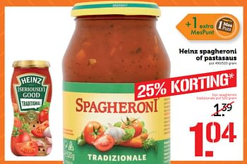 Aanbiedingen Heinz spagheroni of pastasaus - Heinz - Geldig van 30/10/2017 tot 05/11/2017 bij Coop