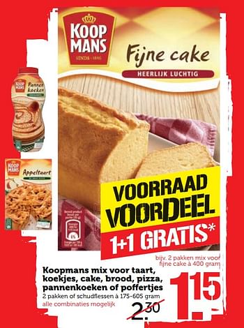 Aanbiedingen Koopmans mix voor taart, koekjes, cake, brood, pizza, pannenkoeken of poffertjes - Koopmans - Geldig van 30/10/2017 tot 05/11/2017 bij Coop