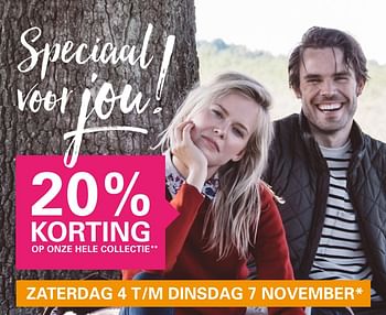 Aanbiedingen 20% bkorting op onze hele collectiie - Huismerk - Schuurman Schoenen - Geldig van 04/11/2017 tot 07/11/2017 bij Schuurman Schoenen