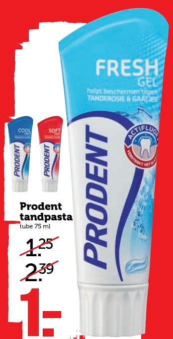 Aanbiedingen Prodent tandpasta - Prodent - Geldig van 30/10/2017 tot 05/11/2017 bij Coop