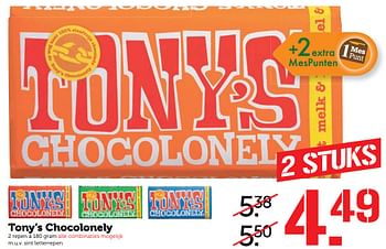 Aanbiedingen Tony`s chocolonely - Tony's - Geldig van 30/10/2017 tot 05/11/2017 bij Coop