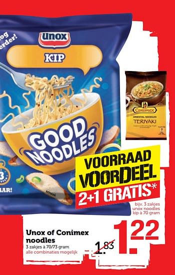 Aanbiedingen Unox of conimex noodles - Huismerk - Coop - Geldig van 30/10/2017 tot 05/11/2017 bij Coop