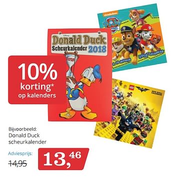 Aanbiedingen Donald duck scheurkalender - Disney - Geldig van 24/11/2017 tot 05/12/2017 bij Bol