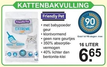 Aanbiedingen Kattenbakvulling - Friendly pet - Geldig van 23/10/2017 tot 12/11/2017 bij Van Cranenbroek