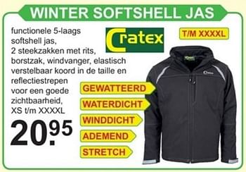 Aanbiedingen Winter softshell jas - Cratex - Geldig van 23/10/2017 tot 12/11/2017 bij Van Cranenbroek